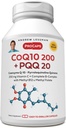 ANDREW LESSMAN Coenzyme Q-10 200 Plus PQQ 20mg - 120 kapselia - Säilyttää CoQ10 tasot, Optimum Cellular Energy, tukee energian tuotantoa, sydän, aivot, maksa, munuaiset, Pancreas. Ei lisäaineita