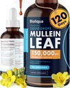 Bioliqua Mullein Drops for Keuhkot - korkea vahvuus 150 000 mg per 4 fl oz Tincture - 120 Tarjoilut at 1 250 mg per annos - Lung Detox & Bronchial Cleanse - Coconut Flavour
