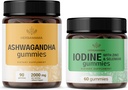 HERBAMAMA Ashwagandha and Jodi Kit - Bundle of 2000 mg Ashwagandha Root & Kalium jodi, Sinkki ja Selenium Gummies - Vegan, ei-GMO, Liivate-vapaa - 2 pakkaus