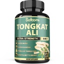 Satomi 9in1 Tongkat Ali Root Extract 200:1 - Ashwagandha, Tribulus Terrestris - 150 kapselia 5 kuukauden ajan - Tuki vahvuus, energia & terve immuuni
