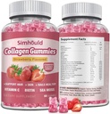 Vegan Collagen Gummies for Women Anti ikääntymistä, ihoa, hiuskynsiä, Collagen Tyypit 1 ja 3, Biotin, Sea Moss for Miehet - Sokeriton, ei-GMO, 60 Collagen täydentää Gummies