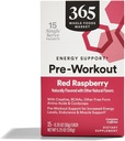 365 by Whole Foods Market, Pre-Workout Energy Support kofeiini, Single-Serve Packets, punainen vadelma, 15