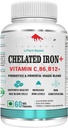 Ikuisesti kelated Iron Folic Acid kanssa VIT.C, probiootit, VIT. B6, VIT.B9, VIT. B12- Veg tabletti, 60