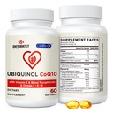 Besibest Ubiquinol CoQ10-600mg-Softgel, Active Coq10 Ubiquinol Supplement E & Omega 3, 6, 9, High Absorption-Coenzyme-Q10, Tehokas antioksidantti energiantuotantoon, testattu, 60 Count