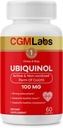 Ubikinoli 100MG Active & non-oxidized(reduced) Form of CoQ10 - Strong antioksidantti Ravintolisä, tukee terveyttä, terve Kolesteroli - 60 Softgels by CGM Labs