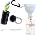 Proteiinijauhe Funnel Set Travel Protein Powder Containers Valkoinen 1 karabiner 1 harja ja 1 Mini tasku pilleri laatikko vahvistettu estämään roiskeita kuntosali Pre-Workout täydentää jauhe Funnels