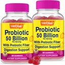 WellYeah (2 pakkaus 50 miljardia Probiootit + Prebiootit miesten ja naisten Gummies - Ruoansulatuskanavan tuki, Gut Health, Immuunin tuki Gummy - Probiootit digestiivinen terveys 12 kanta - 60 Gummies