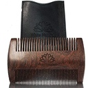 White Naturals Parta Comb for Miehet, Puinen Natural Sandalwood, Fine Dual Action Hampaat, Käsintehty Premium Sandal Wood, Täydellinen Balms ja öljyt, Sisältää PU nahka tapauksessa, taskukoko