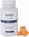 KeraFiber Professional Hiusten vitamiinit Plus Gummies - Biotiini hiusten kasvua täydentää - Vegaani hiukset vitamiineja sinkki, vitamiinit A, C, D, E, B6, B12 - Tukee hiusten kasvua, ihon ja kynsien - 60