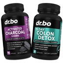 Aktiivinen Charcoal & Colon Cleanser Detox - Organic Coconut Charcoal pillereitä & Colon Cleanse for Smach Gas Bloat & Säännöllisyys - Bowel Movement Lisäravinteet vatsan turvotus, Gut tuki