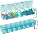 2 Pack Weekly Pill Organizer, Suuri 7 päivän pillerilaatikko, Päivittäinen vitamiini tapauksessa Lääkelaatikko, Pillerisäiliöt lääkkeiden täydentää kalaöljy (sininen)