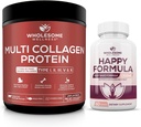 Terveellinen wellness Multi Collagen Protein Powder Hydrolysed (tyyppi II III V X) Happy Formula Natural Stressi Formula Relief täydentää Bundle