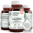 Natural Nutra Soy Lecithin 1200 mg Ravintolisä - Aivojen toiminta, Maksan terveys, parantaa Procrean Health, Boosting Supplement - Gluteeniton, BPA-vapaa, 200 Softgels kierrätettävä lasipulloissa