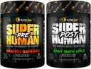 AAKKOSELLINEN LION Superhuman Pre workout Powder & Post Treout Recovery Bundle, jatkuva energia & Focus + lean lihasten kasvu, vahvuus & tilavuus (Hulk Juice & Gainey Smith Apple)