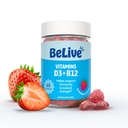 BeLive D3-vitamiini Gummies kanssa B12-vitamiinia - 60 Ct Immuuni tuki Gummies kanssa vegaaninen B12 & D3, tarjoaa parannettu luun ja lihasten vahvuus, maan terveys ja energia - mansikka maku