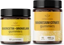 HERBAMA Quercetin ja Magnesium Gummies Kit - 800 mg:n kassi kvarcetiinin ja bromaiinin kanssa ja 400 mg:n magnesiumsitraatin kanssa - vegaaninen, ei-muuntogeeninen, gelatiiniton - 2 pakkaus