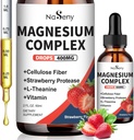 Magnesium Glycinate Liquid 400 mg, suuri imeytyminen Magnesiumkompleksin B6-vitamiinin, D-vitamiinin, C-vitamiinin, gluteeniton gluteeniton vegaani (2 Fl Oz/Strawberry)