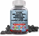 L-Lysine Coq10 Alpha Lipoic Acid Gummies Red Yest Rice Magnesium Gummy aikuisille ja lapsille - Aminohappo täydentää Omega 3 Niasiini Sinkki vitamiini K2 D3 B3 - Vitamiinit naisille ja miehille - 60 Gummy Bears