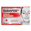 Sudafed PE Sinus Congestion Relief -tabletit, enimmäisvahvuus, ei- Drowsy 10 mg Fenylephriini HCI Decongesstant for Sinus Pressure & Nasal Congestion Relief, johtuen kylmästä tai allergies, 36 t