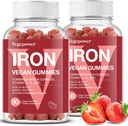 Iron Gummies lisäravinteet naisille ja lapsille - monivitamiinia rauta Gummy for Blood Happea, suuri maistaa Gummies kanssa C-vitamiini Max Imeytyminen, vegaaninen purutabletti(180 kreivi, mansikka)