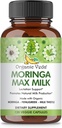 Luomu Veda Moringa Max Milk Imetys täydentää (120 kapselia) - 1800mg Super Strength Organic Vegan Complex Sarviapila, Milk Thistle, Moringa Leaf & Siemenet imetyksen maitoa
