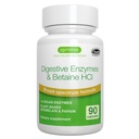 Igennus Fast Action Dgestive Enzymes & Betaine HCl, 10 Broad Spectrum Enzymes with Protease, Lipase & Lactase, Papain & Bromelain, Plant-Based Vegan, puhdas etiketti, naisille ja miehille, 90 kapselia