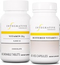 Integratiivinen Therapeutics Bundle with Buffed C-vitamiini 1 000 mg, 60 kapselia & D3-vitamiini 125 mikrog, 90 purutablettia - puskuroitu C-vitamiini antioksidanttien tukeen* - D3-vitamiini tukee terveyttä