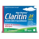 Claritin 24 HR Non Drowsy Allergialääkkeet, Loratadine antihistamiinitabletit, 10 Ct
