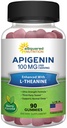 Apigenin 100mg kanssa L-Theanine 100mg Gummies - Apigenin täydentää sleep - Natural Extract Gummy Vaihtoehto kapselit, pillerit, jauhe & tee - 2 per tarjoilu