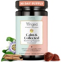 Winged Wellness Calm & Collected, Stress Relief Gummies - Stressituki täydentää KSM-66 Ashwagandha, L-Theanine, GABA & Passionflower - Vegaani & Gluteeniton Gummy - Vadelma, 42 Count