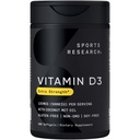 Sports Research® D3-vitamiini w/Coconut MCT Oil - High Potency Vitamiine D3 55000iu (125mcg) Supplement for Immune & Bone Support - Seed Oil Free - non-GMO - Gluten Free (360 Liquid Softgels)