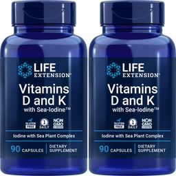 Life Extension D- ja K-vitamiinit merijodilla, 90 kapselia