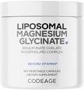 Codeage Liposomaalinen magnesium Glycinate täydennysosa, 2-kuukautinen, bisglysinaatti Magnesium kelaatti, kelated magnesium Mineraalipillerit, BioPerine Black Pepper Vitamiinit kapselit, ei-GMO Vegaani, 240 lla
