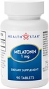 GeriCare Melatonin 1mg Sleep Support Supplement, Gentle Nighttime Sleep Aid, Non-Habit Forming, auttaa edistämään rentoutumista ja lepoa, Jet Lag Recovery, ja parempi yö lepo, 90 tablettia