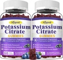 2 Pakkaus Kaliumsitraatti Gummies, Kalium täydennysosa lihasten terveyttä, jalkakramp Relief & Electrolyte Balance, Vegan, ei-GMO, Gluteeniton, Mustikkamaku, 120