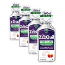 ZzzQuil, Nighttime Sleep Aid Liquid, ilman alkoholia ja keinotekoisia väriaineita, 50 mg Difenhydramiini HCl, N:o 1 Sleep Aid Brand, Fall Asleep Fast, Non-Habit Forming, Rauhoittava Berry Flavor, 12 FL OZ (pakkaus 4)