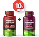 ORZAX Ginseng, 30% ginsenosidia, premium 120 kasvikapselia ja vaniljakapselia, 2000mg 60 kasvikapselia, Bundle