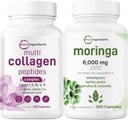 Micro Ingredients Multi Collagen Complex 240 Capsules & Moringa Oleifera 6000 mg Ekvivalentti 300 Capsules Bundle 2 Pack Hydrolysed Protein Peptides ... Antioksidantti Supplement