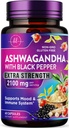 Ashwagandha 2,100 mg - Ashwagandha-lisät naisille kasviskapseleissa, joissa on jauhe- ja juuriuutetta, mustapippuria korkeaa imeytymistä varten, kasvispohjaisia, ei-muuntogeenisiä organismeja, pullotettuja Yhdysvalloissa - 60 kasviskapselia