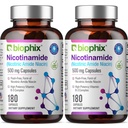 Biophix B-3 Nikotinamidi 500 mg 180 Caps 2 Pakkaus - Nikotinic Amide Niacin Natural Flush-free-vitamiini Formula - tukee ihosolujen terveys
