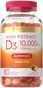 Carlyle-vitamiini D3 10000iu Gummies for Aikuinen 80 Count Persikkamaku ...