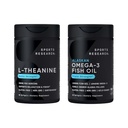 Sports Research Double Strength L-Theanine Suntheanine for Focus, Rentoutuminen & Alertness Non-Drowsy Support + Coconut Oil 60 County & Triple Strength Omega 3 Fish Oil 1250mg Burpless Omega3 EPA & DHA