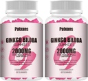 2 pakkausta 2000mg Ginkgo Biloba Gummies - Ginkgo Biloba täydentää aivojen terveystuki, parantaa mielialaa ja keskittyä, energia, aikuisten, mansikka maku, 120 kreivi