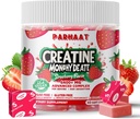 Creatiini Monohydraatti Purukumi Complex 6400 mg miehille ja naisille - Advanced Formula W/L-Tauriinia + B12-vitamiinia, sokeriton purutabletti,60 mansikkapehmitteet