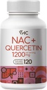 VHC NAC supplement, Acetyl L-Carnitine 1200 mg Plus Quercetin, Optimum dose (1200 mg + 100 mg), 2 in 1 Dual Action Formula N-Acetyl-L-Cysteine kanssa Quercetin, hengitysteiden, maksan, Immuun, Valmistettu USA