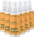 ATTITUDE Hand Sanitizer Spray, EWG Varmennettu, tappaa germs & Bakteeri, Vegan & Plant-Baseed, turvallinen aikuisille & lapsille, oranssi Blossom & Eucalyptus Scent, 3.38 Fl Oz (pakkaus 6) (Spray Bottle)