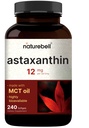 NatureBell Maximum Strength Astaksantiini 12 mg, 240 Softgels - 4 kuukauden toimitus - Hematococcus Pluvialis Microalgae -bakteerin luonnollinen antioksidantti