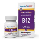 Superior Lähde Ei Shot Methylcobalamiini B-12 1000 mikrog - B-12-vitamiini tukea energian tuotantoa, aivojen terveyttä ja yleistä hyvinvointia - Sublingual Tabletit nopeaan imeytymiseen - 60 liukenevat tabletit