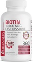 Bronson Biotin 10 000 MCG Lozenges Nopea liuottaminen Korkea Potenssi Tuki hiuksille, iholle ja kynsille Mixed Berry Flavor - ei-GMO, 360 Kasvisruokaa Lozenges