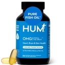 HUM OMG! Omega The Great Triple Omega 3 Fish Oil Supplement for Women & Men with E-vitamiini, DHA & EPA, ihonhoito & ihon sävy tuki sydämen ja aivojen terveys, Gluteeniton, ei GMO, 60 Softgels
